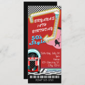 Invitation Style années 50's 1950's Theme Anniversaire (Devant / Derrière)