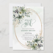 Invitation Style Aquarelle Verdure C'est Une Fille (Devant)