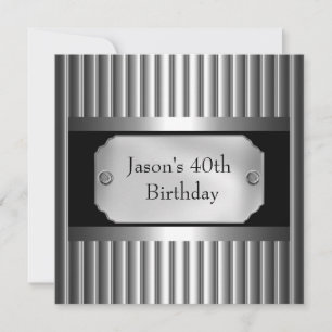 Invitation Style Argent Hommes 40e Noir Blanc Chrome Métal