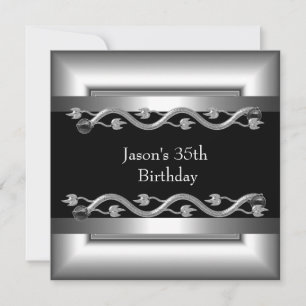 Invitation Style Argent Hommes Chrome Noir Blanc 40ème 4
