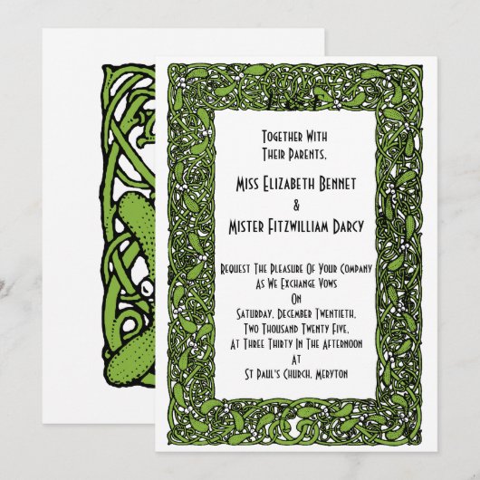 Invitation Style Art Déco de Noël en hiver avec du gui (Devant / Derrière)