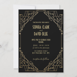 Invitation Style Art Déco Luxe Mariage Élégant