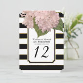Invitation Style Art Déco Moderne Hydrangea Rayé Faux Or (Debout devant)