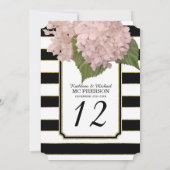 Invitation Style Art Déco Moderne Hydrangea Rayé Faux Or (Dos)