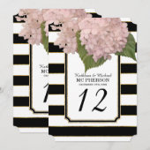 Invitation Style Art Déco Moderne Hydrangea Rayé Faux Or (Devant / Derrière)