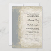 Invitation Style Art Déco Peacock Gris Vintage dentelle (Dos)