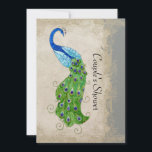 Invitation Style Art Déco Peacock Gris Vintage dentelle<br><div class="desc">PALETTE DE COULEUR : gris, crème, bronze, bleu aqua, bleu royal, vert, violet et or. COLLECTION DE DESIGN : Cette oeuvre est un mélange d'aquarelles flambant neuves d'Audrey Jeanne Roberts et de couches d'éléments d'art vintage, dont : Écrans décoratifs de l'imprimante gravée sculptée avec des tourbillons, des éléments floraux, des...</div>