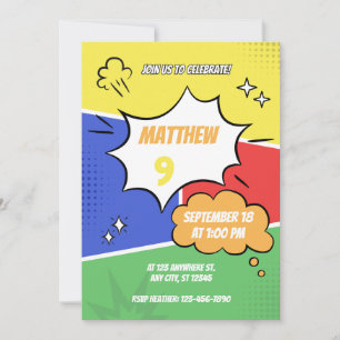Invitation - Style Bande Dessinée - Personnaliser 