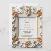 Invitation Style baroque Bachelorte d'or blanc (Devant)