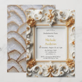 Invitation Style baroque Bachelorte d'or blanc (Devant / Derrière)