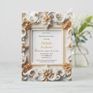 Invitation Style baroque Bachelorte d'or blanc