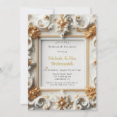 Invitation Style baroque Blanc Gold Bridesmaitres Déjeuner (Devant)