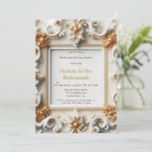Invitation Style baroque Blanc Gold Bridesmaitres Déjeuner (Debout devant)