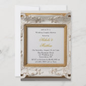 Invitation Style baroque Blanc Or Mariage Couples Douche (Devant)