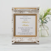 Invitation Style baroque Blanc Or Mariage Couples Douche (Debout devant)