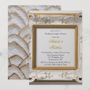Invitation Style baroque Blanc Or Mariage Couples Douche