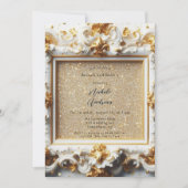 Invitation Style baroque Brunch d'or blanc et mousseux (Devant)