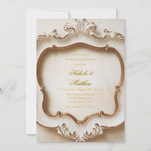 Invitation Style baroque Lux Mariage d'or blanc (Devant)