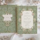 Invitation Style baroque orange Sage Mariage beige