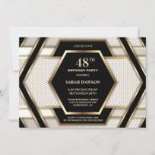 Invitation Style Black Gold N'importe quel âge fête d'anniver (Devant)