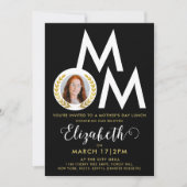 Invitation Style Black White Gold Maman Laurel Wreath Typo (Devant)