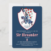Invitation Style Bleu Blanc Rouge Moyen Age Armor Chevalier C (Devant)