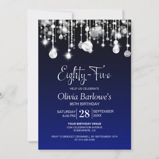 Invitation Style Blue 85th Birthday Party (Devant)