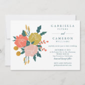 Invitation Style Boho Earthy Green Floral Simple Mariage (Devant)