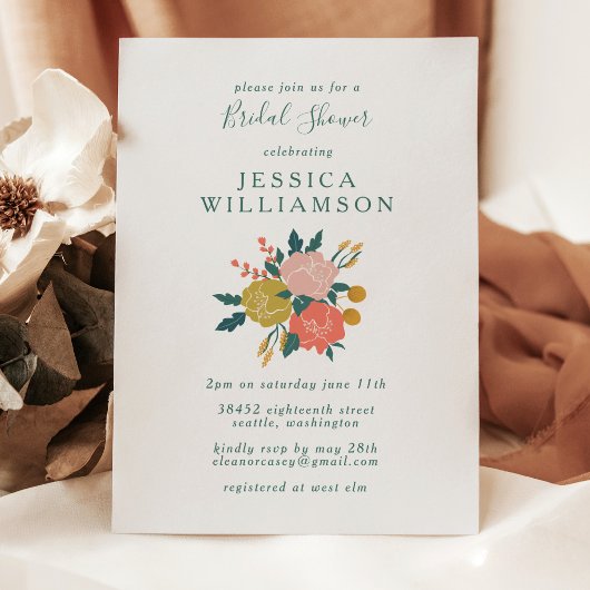 Invitation Style Boho Floral Art Simple Fête des mariées