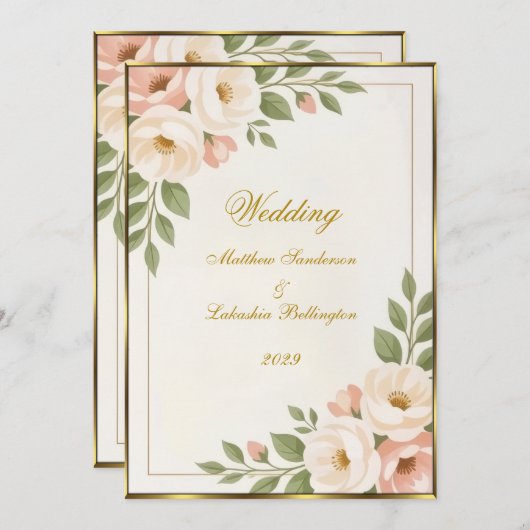 Invitation Style Boho mariage Beau Moderne Sophistiqué (Devant / Derrière)