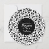 Invitation Style cachemire noir et blanc élégant Anniversaire (Devant)