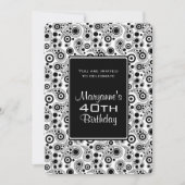 Invitation Style cachemire noir et blanc élégant Anniversaire (Devant)