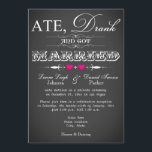 Invitation Style Chalkboard Réception de mariage uniquement I<br><div class="desc">Cette typographie à la mode vintage en noir et blanc tableau noir et blanc LOOK post mariage invitation à la réception a une variété de polices avec des rouleaux et des coeurs rose fuchsia sur elle. Il a une nouvelle façon amusante d'aborder la tendance manger, boire et être marié, avec...</div>