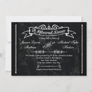 Invitation Style Chalkboard Rustique Swirl Dîner de répétitio