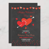 Invitation Style Chalkboard Valentines Party Flyer (Devant / Derrière)
