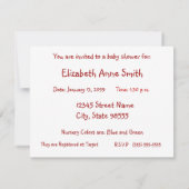 Invitation Style champêtre Baby shower Ladybug bleu (Dos)