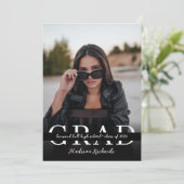 Invitation Style chic noir et blanc photo graduation (Debout devant)
