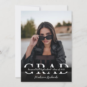 Invitation Style chic noir et blanc photo graduation
