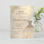 Invitation Style Chic Parties scintillant or robe nuptiale (Debout devant)
