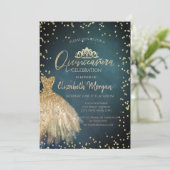 Invitation Style Chic Robe Or Tiara, Diamonds Quinceañera (Debout devant)
