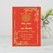 Invitation Style Chinois En Mariage Rouge (Debout devant)