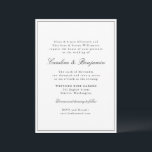 Invitation Style classique de bordure Script élégant mariage<br><div class="desc">Élégant classique classique classique classique traditionnel Script élégant invitation de mariage avec bordure étroite en noir et en ligne RSVP Détails</div>