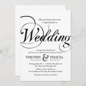 Invitation Style classique Mariage noir et blanc (Devant / Derrière)