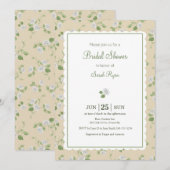 Invitation Style Cottage Crème Fleurs Blanches Campagne (Devant / Derrière)