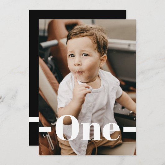 Invitation Style couverture de magazine Photo noir garçon 1er (Devant / Derrière)