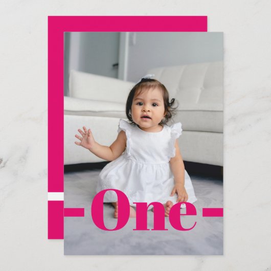 Invitation Style couverture de magazine Pink Photo Girl 1er a (Devant / Derrière)