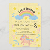 Invitation Style Crayon modifiable - Épersion de rêve Unicorn (Devant / Derrière)