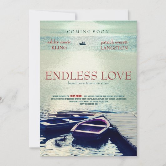 Invitation Style d'affiche du film ENDLESS LOVE (Devant)