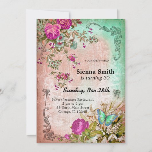 Invitation Style d'anniversaire vintage (Devant)