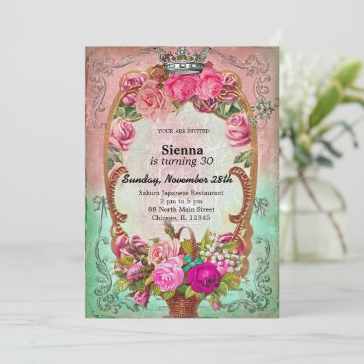 Invitation Style d'anniversaire vintage (Debout devant)